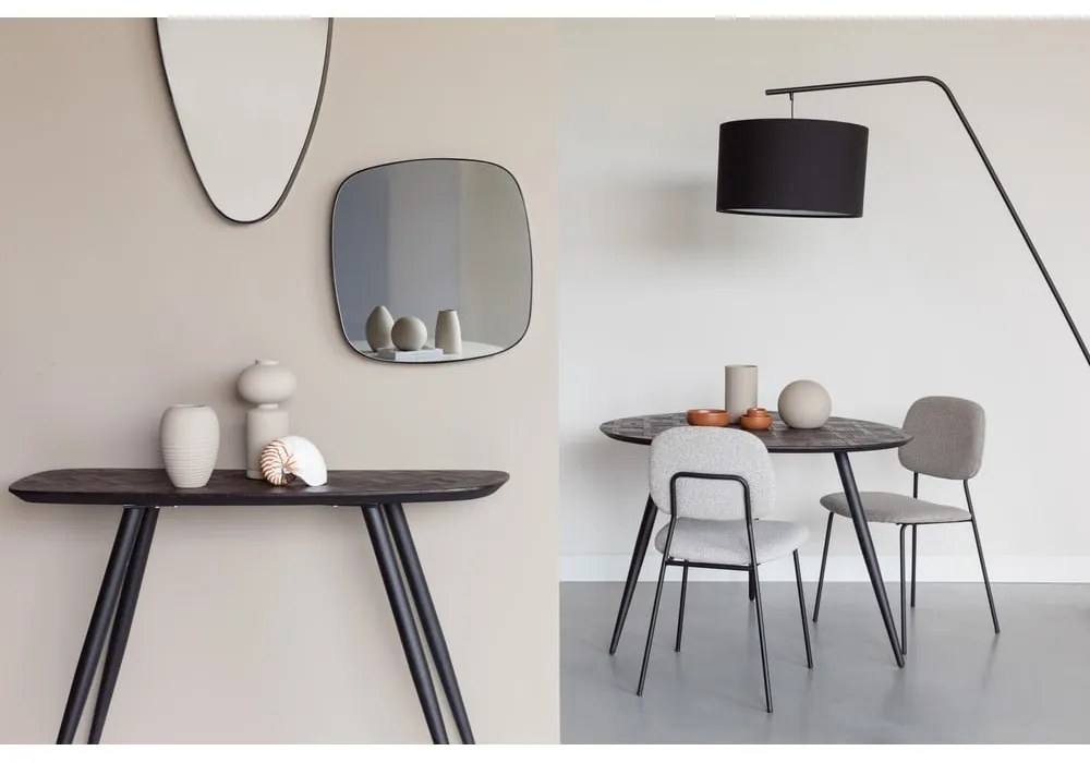 Черна подова лампа с текстилен абажур (височина 220 cm) Martine – White Label