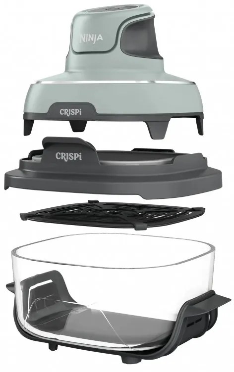 Фритюрник с горещ въздух преносим 4в1 Ninja CRISPi FN101EUSG, 1700W, 3.8l, 6 порции, 2 стъклени контейнера, 4 програми, Без PFAS и BPA, Зелен