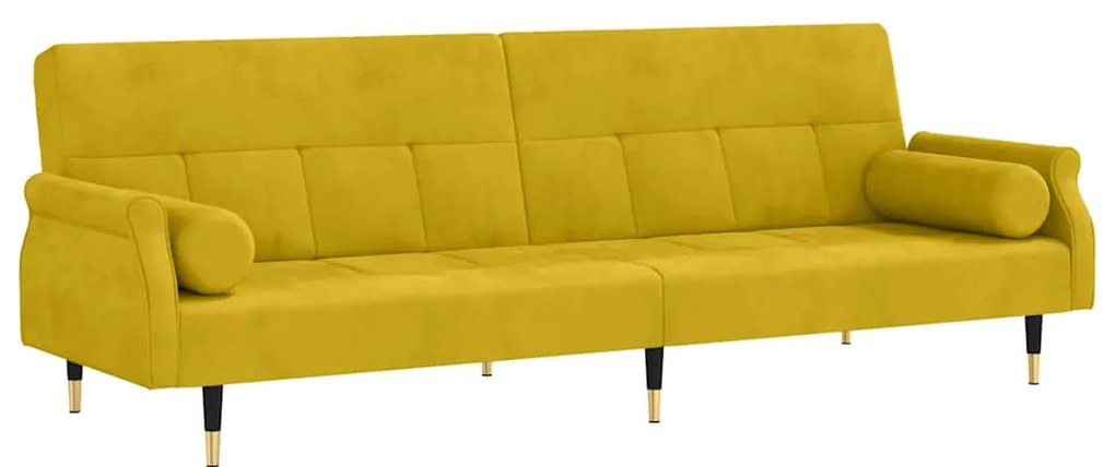 351862 vidaXL Разтегателен диван с възглавници, жълт, кадифе