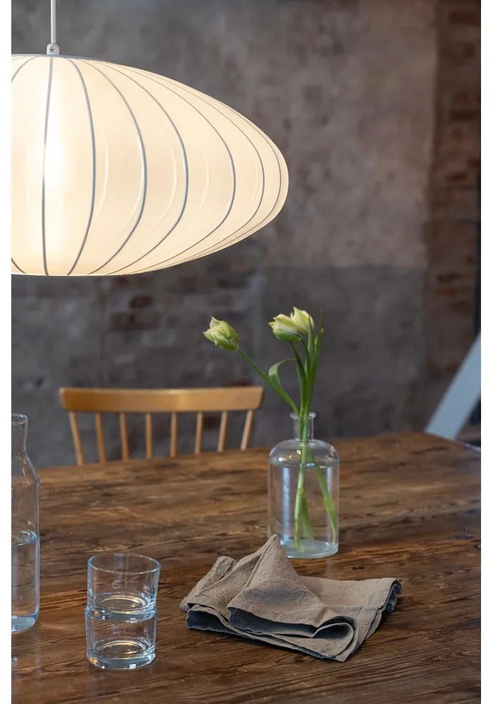 Бяло висящо осветително тяло с текстилен абажур ø 60 cm Florence – Markslöjd