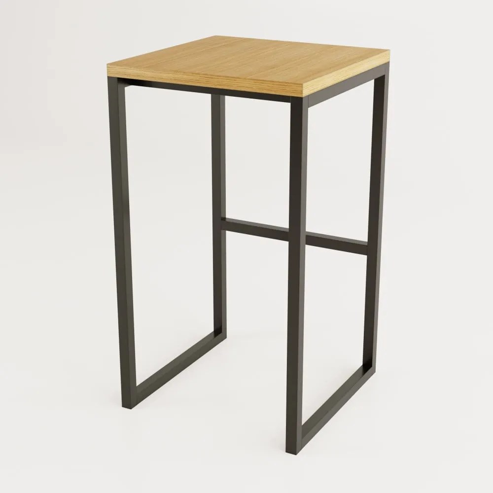 Черен/в естествен цвят бар стол от декор от дъб Frame – Woodman
