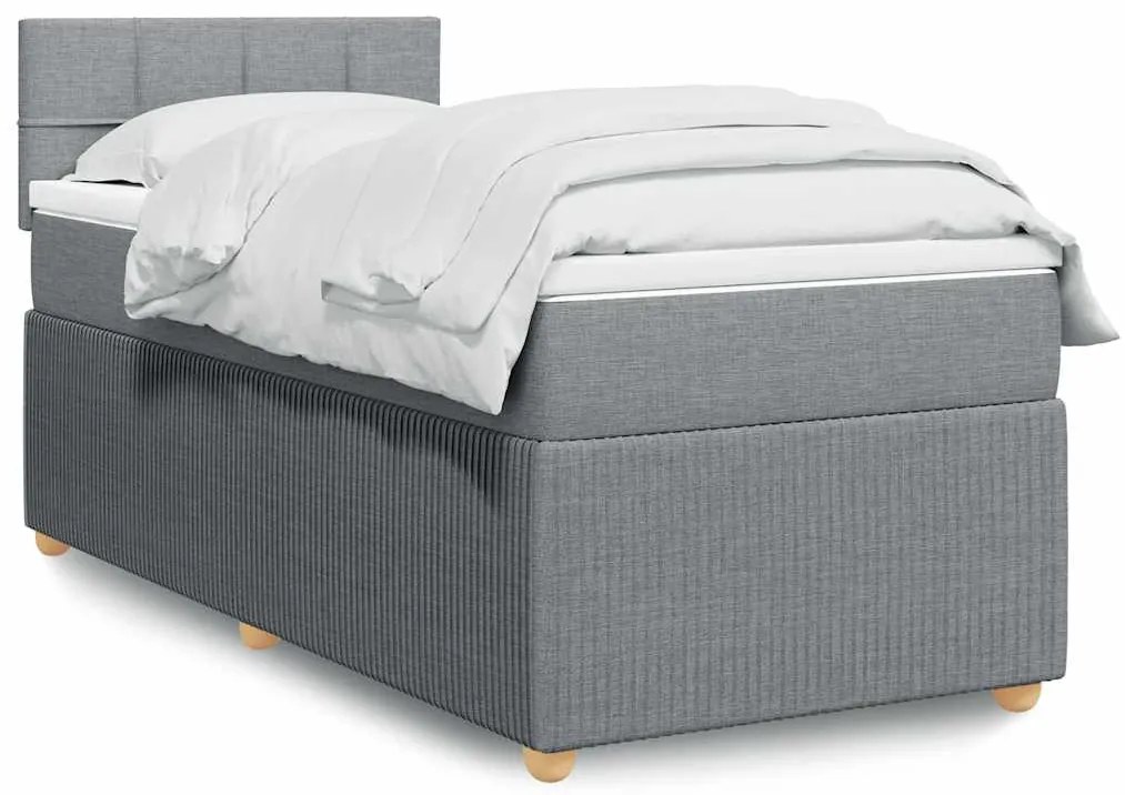 3289639 vidaXL Боксспринг легло с матрак, светлосиво, 90x200 см, плат
