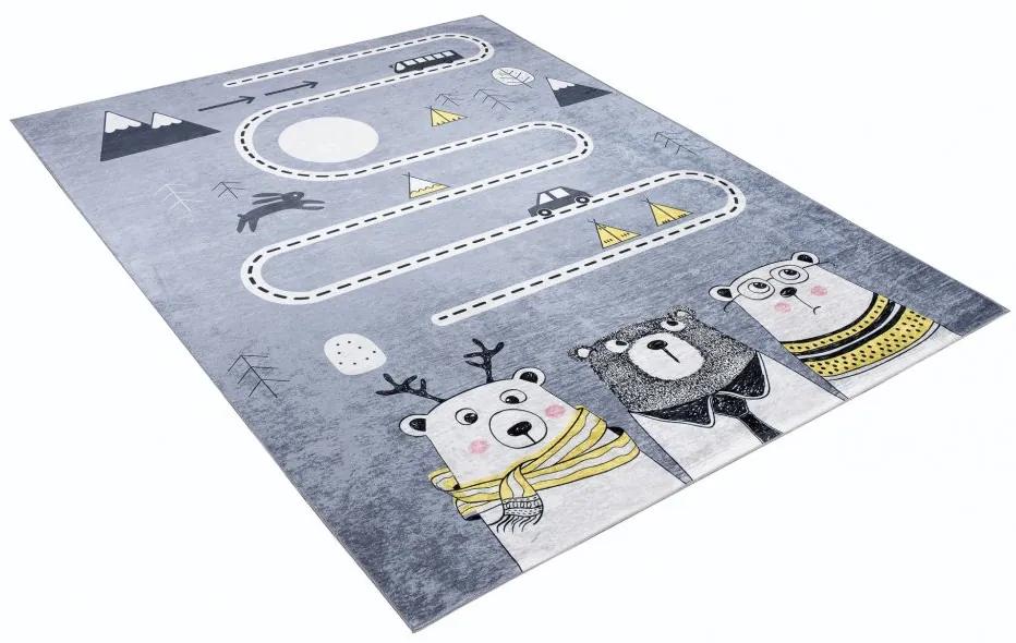 Детски килим с мотиви на животни и пътища  Ширина: 80 см | Дължина: 150 см