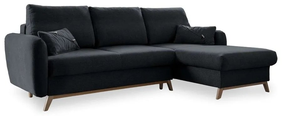 Тъмно сив ъглов разтегателен диван, десен ъгъл Scandic Lagom - Miuform