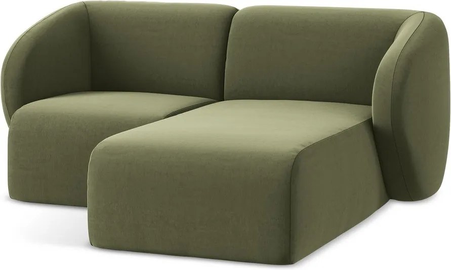 Зелен кадифен ъглов диван (десен ъгъл) Lani – Makamii