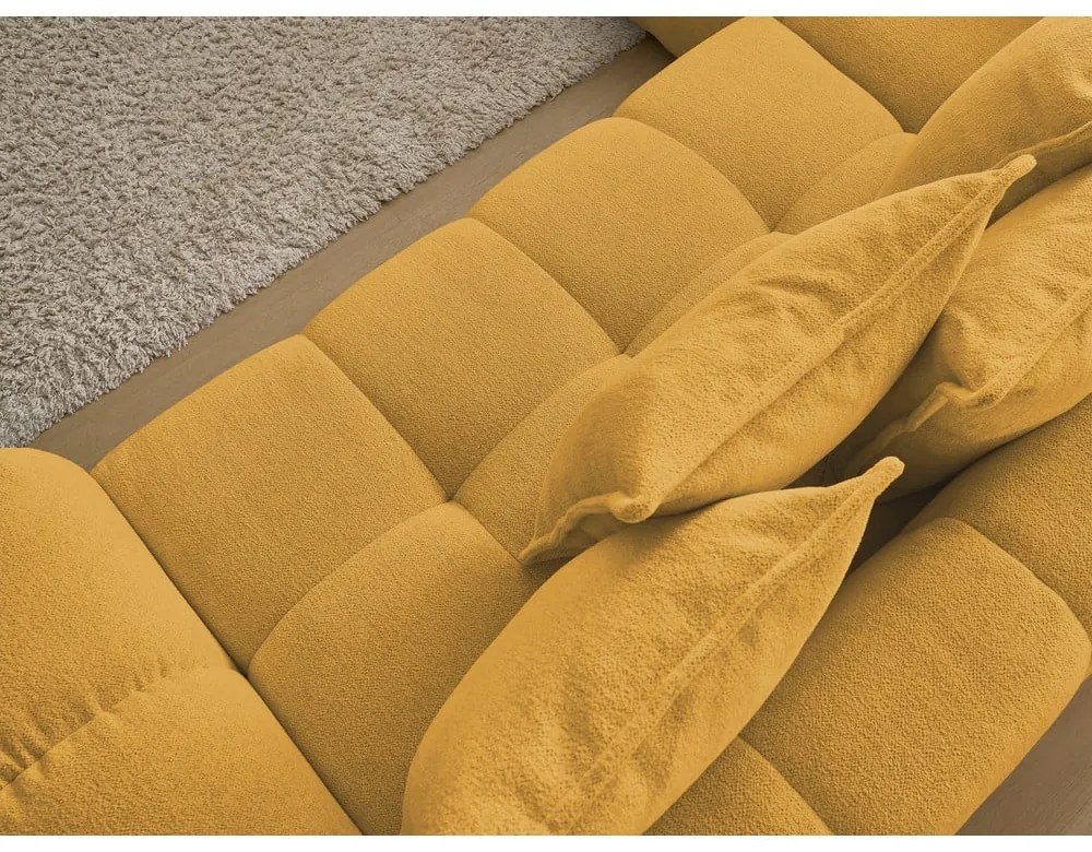 Шенилов сгъваем/с място за съхранение ъглов диван в цвят горчица (ляв ъгъл/L форма) Everest – Bobochic Paris
