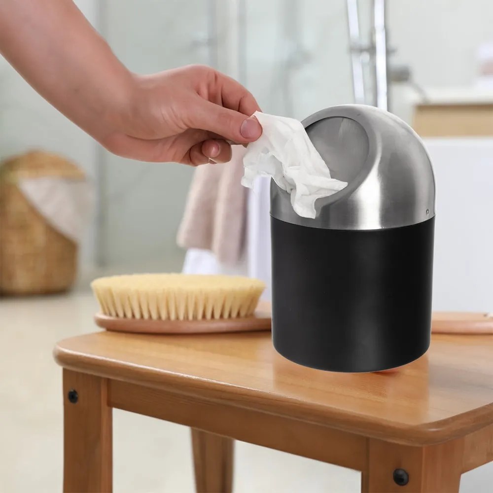 Черно кошче за боклук от неръждаема стомана 1,2 l BLACK – Orion