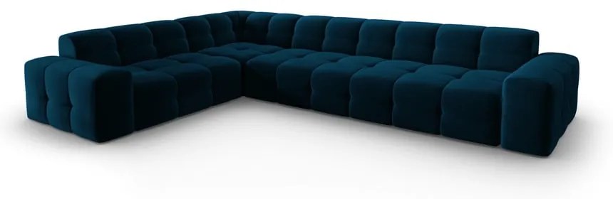 Тъмносин ъглов диван от кадифе (ляв ъгъл) Kendal - Micadoni Home