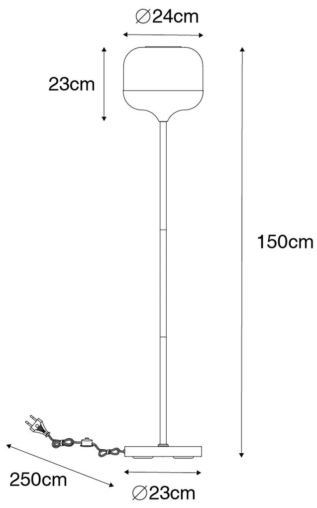 Дизайнерски подов аплик черен със злато и опушено стъкло - Kyan