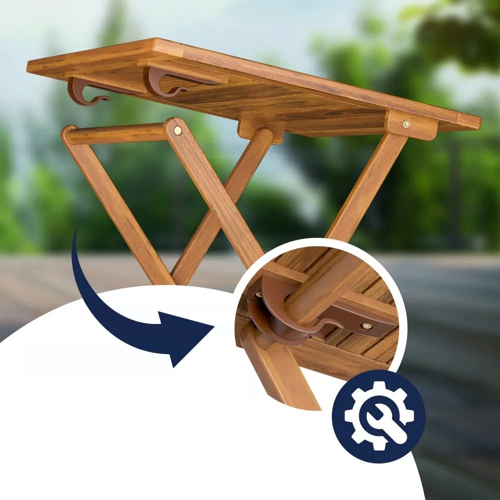 Дървен градински комплект от 3 части - сгъваема маса + столове