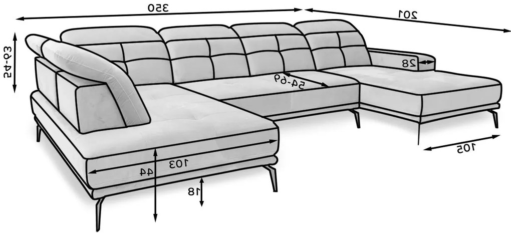 Ъглов диван Lamotta II-Left-Gkri Anoixto