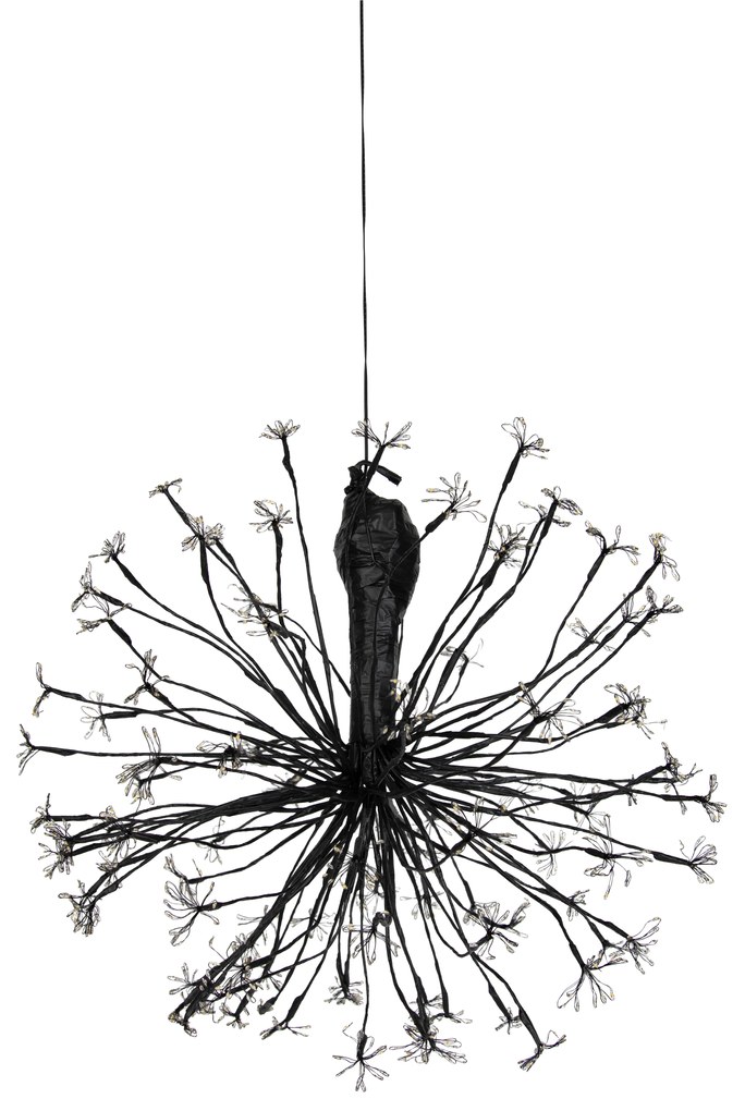 Коледна висяща лампа сфера черна 60 см вкл. LED с таймер IP44 - Nobu