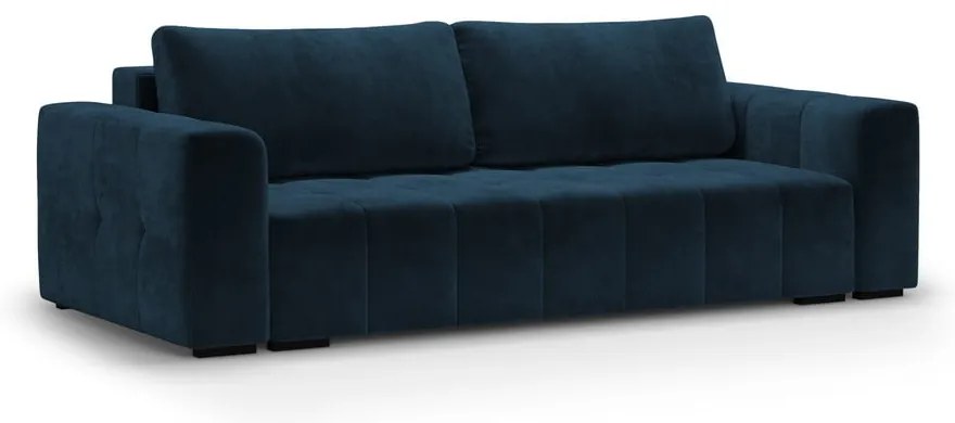 Тъмносин кадифен разтегателен диван Luca - Milo Casa