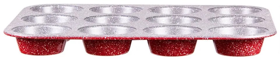 Форма за мъфини и кексчета ZEPHYR Red Passion ZP 1223 EG, 12 мъфина, Мраморно покритие, Червен