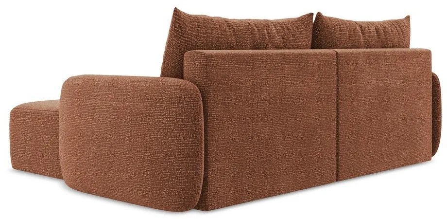 Разтегателен ъглов диван с място за съхранение в тухлен цвят (десен ъгъл) Kalena – Makamii