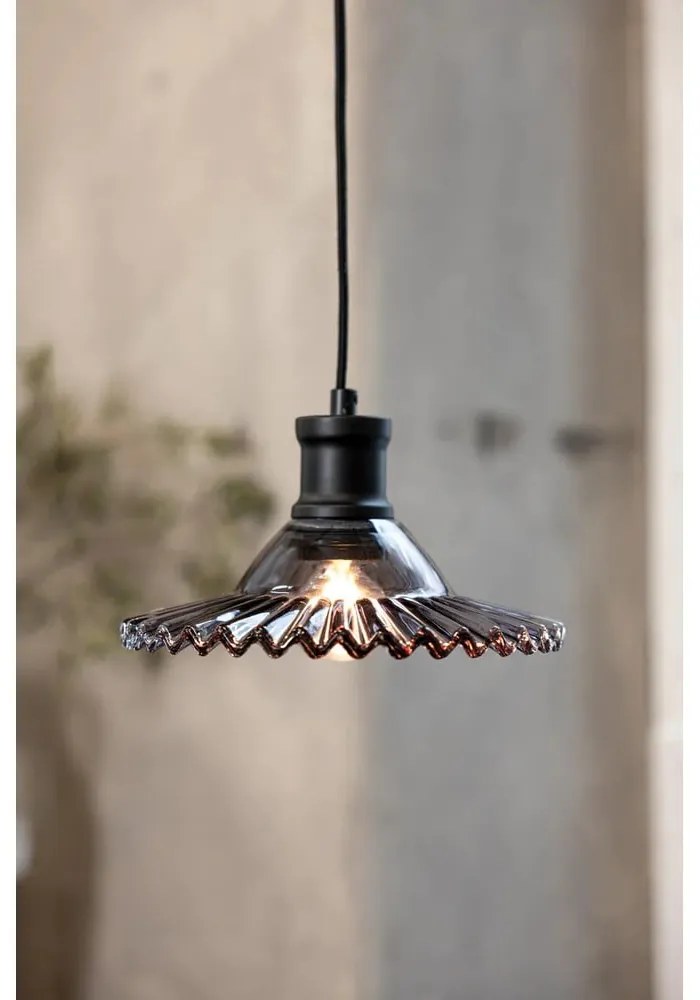 Черно висящо осветително тяло със стъклен абажур ø 21,5 cm Novia – Markslöjd