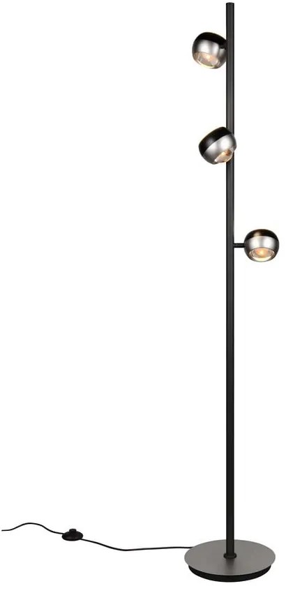 LED подова лампа в черен и сребрист цвят (височина 150 cm) Orbit – Trio Select