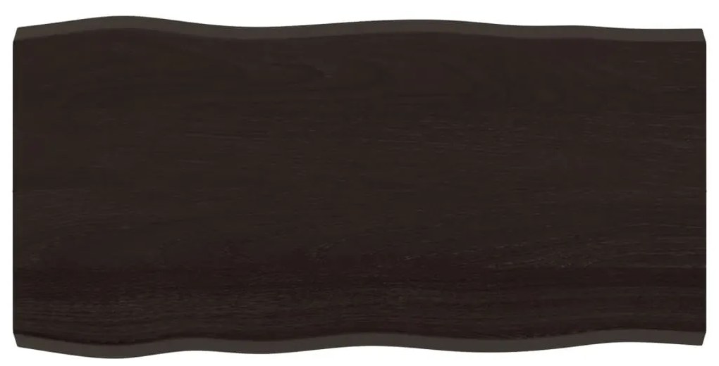 364017 vidaXL Плот за маса тъмнокафяв 100x50x(2-4) см обработен масивен дъб