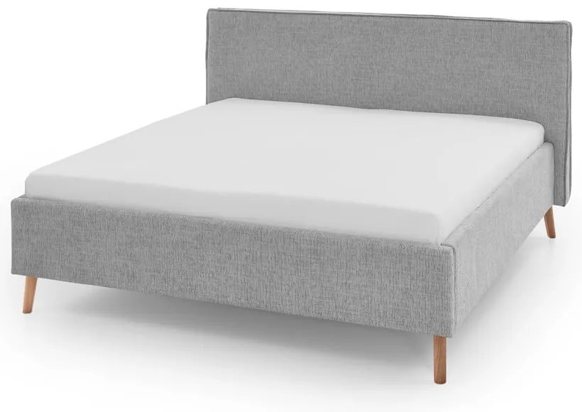 Светлосиво двойно легло 180x200 cm тапицирано с място за съхранение с включена подматрачна рамка Riva – Meise Möbel
