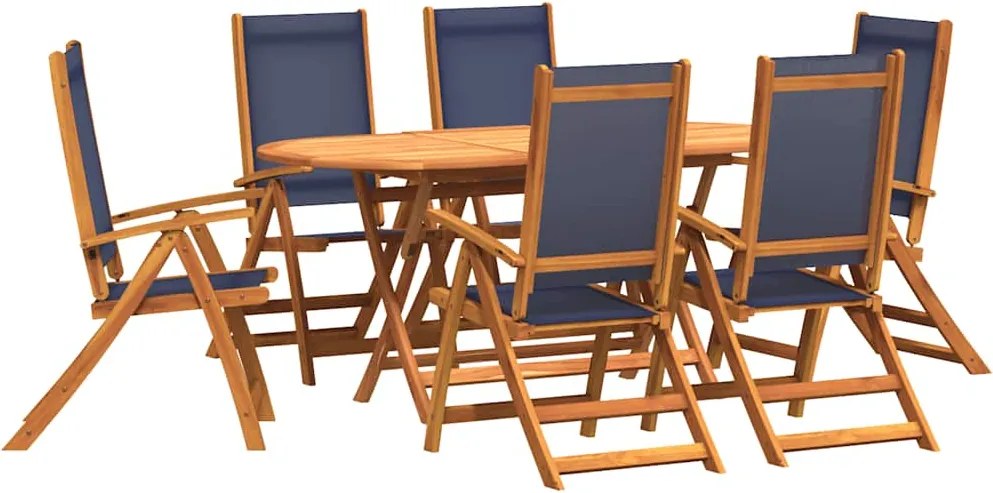 3279299 vidaXL Градински трапезен комплект, 9 части, акация масив и textilene