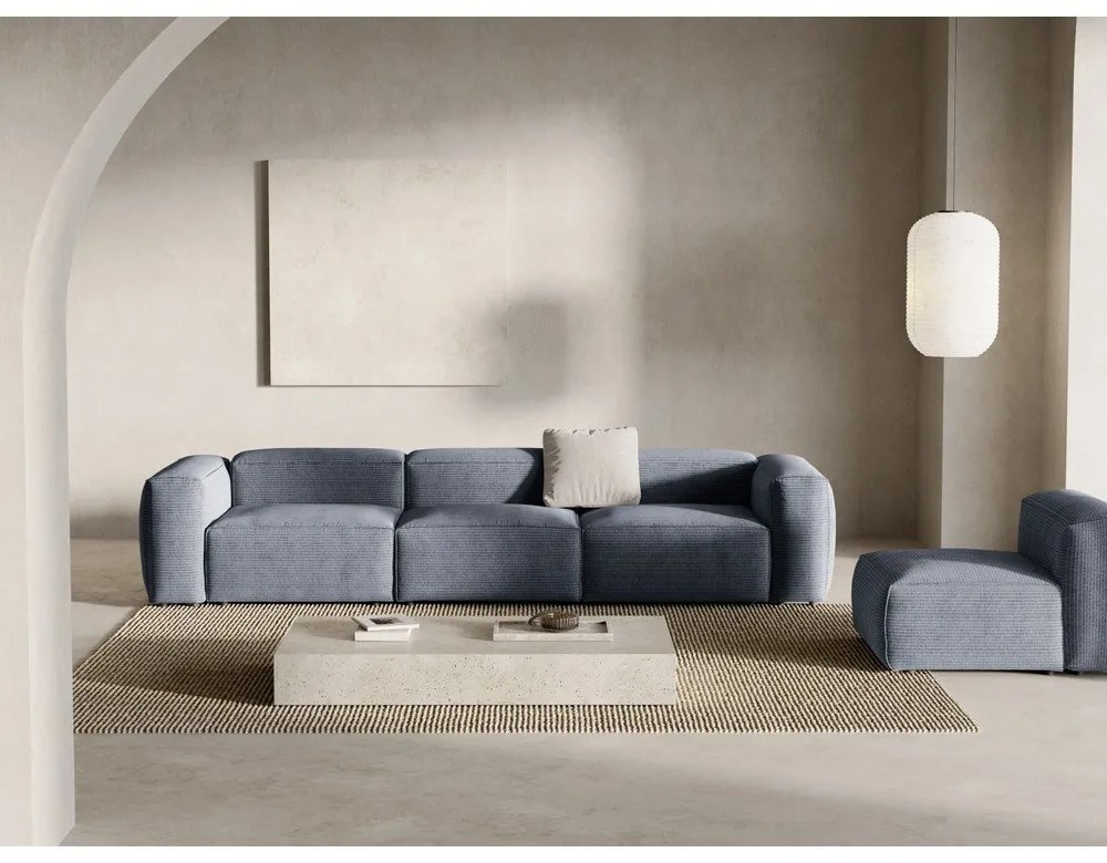 Сиво-син диван от рипсено кадифе 364 cm Bergamo – Cosmopolitan Design