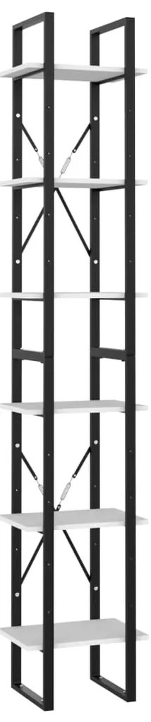 806497 vidaXL 6-етажна библиотека, бяла, 40x30x210 см, инженерно дърво