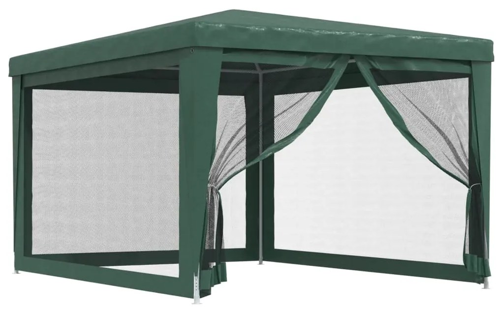 319233 vidaXL Парти палатка с 4 мрежести странични стени зелена 3x4 м HDPE