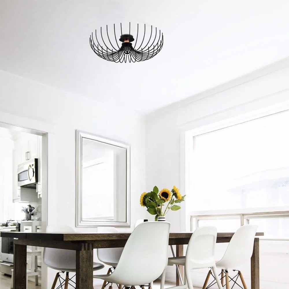 Черно осветително тяло за таван с метален абажур ø 56 cm Aspendos – Opviq lights