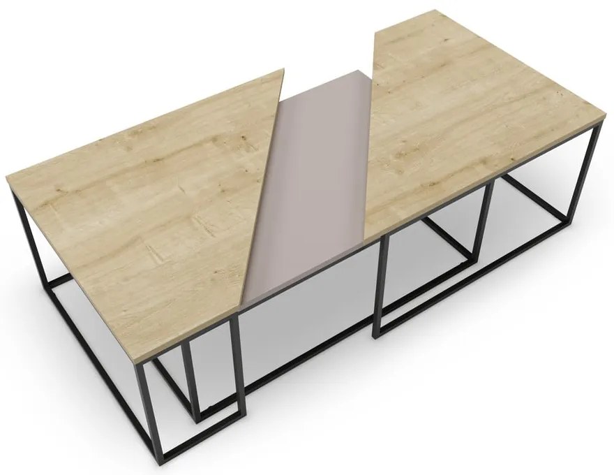 Масички за кафе в комплект от 3 бр. с дъбов плот 70x110 cm Titan – Marckeric