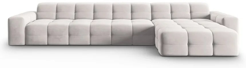 Ъглов диван от светлосиво кадифе (десен ъгъл) Kendal - Micadoni Home