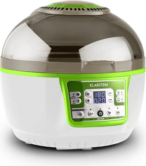 Klarstein Vitair Turbo, 1400 W, 10 л, фритюрник с горещ въздух, грил, печене, зелено-бял