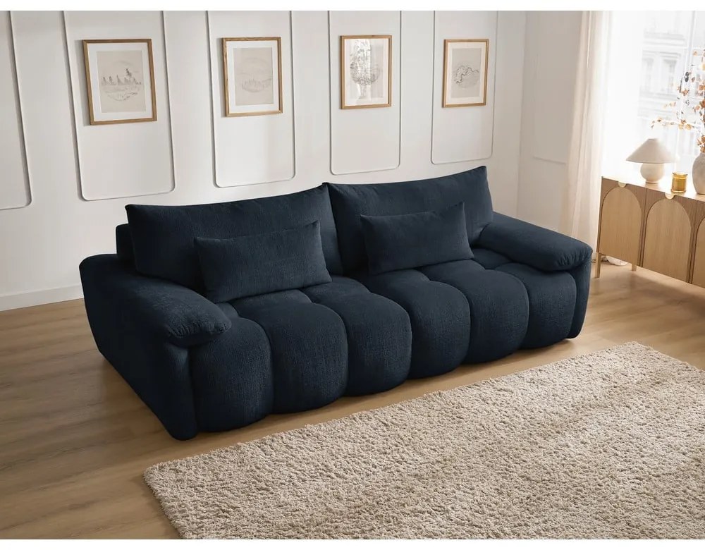Тъмносин шенилов диван 264 cm Ivane – Bobochic Paris