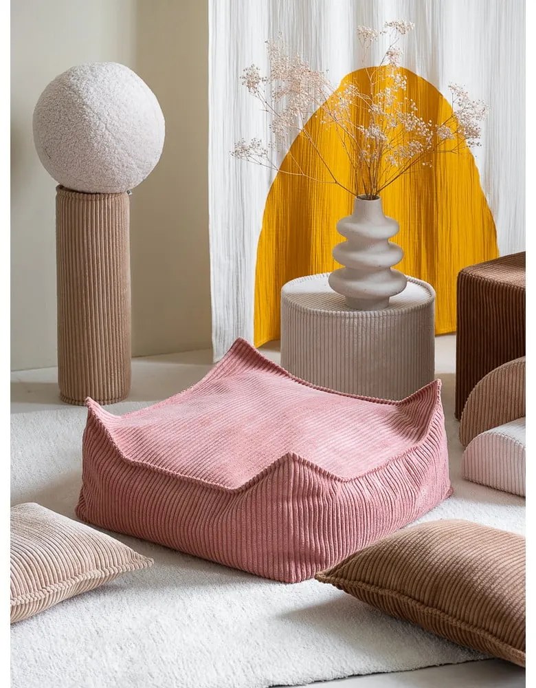 Розов детски пуф от рипсено кадифе Square – Wigiwama