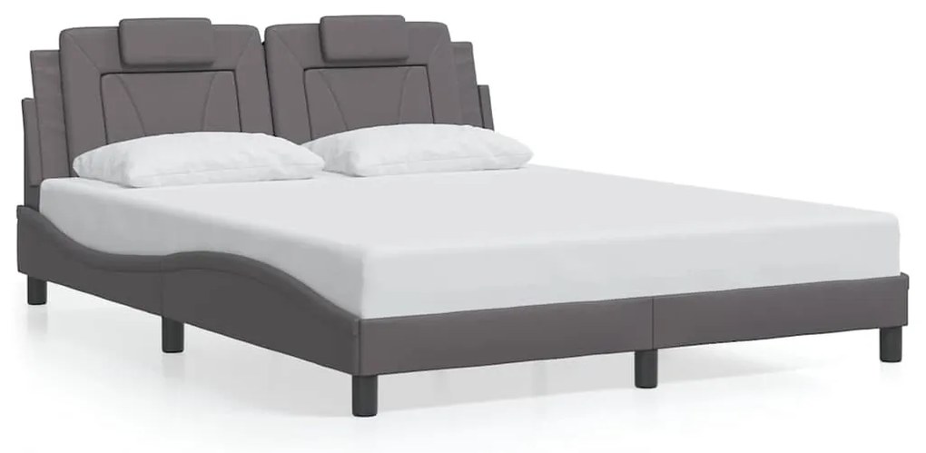 3208106 vidaXL Рамка за легло Viana без матрак, сива, 160x200 см, изкуствена кожа