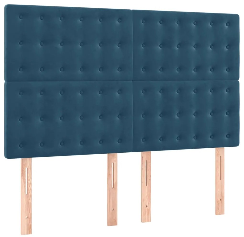 3116818 vidaXL Табла за легло, тъмносиня, 144x5x118/128 см, кадифе