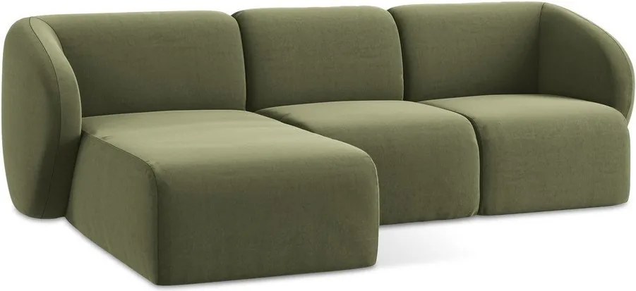 Зелен кадифен ъглов диван (ляв ъгъл) Lani – Makamii