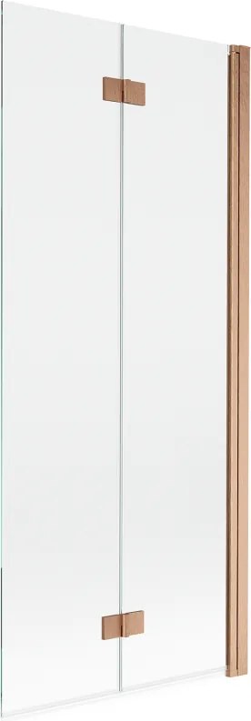 Mexen Mist параван за вана, 2-крилен десен 80 x 150 cm, прозрачен, четкана мед - 8A9-080-002-65-00-P