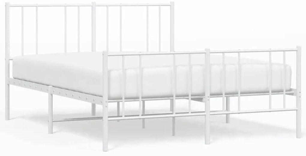 352546 vidaXL Метална рамка за легло с горна и долна табла, бяла, 135x190 см