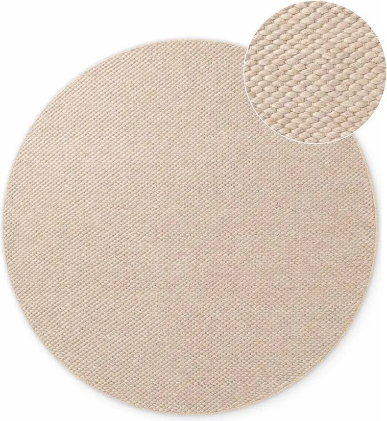 Бежов ръчно изработен вълнен кръгъл килим ø 160 cm Lyon Beans – Elle Decoration