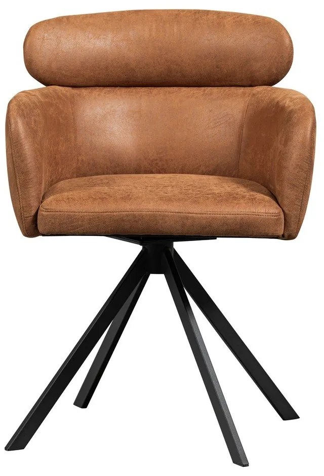 Тапициран трапезен стол с подлакътници в цвят кафяв коняк Fenne – WOOOD