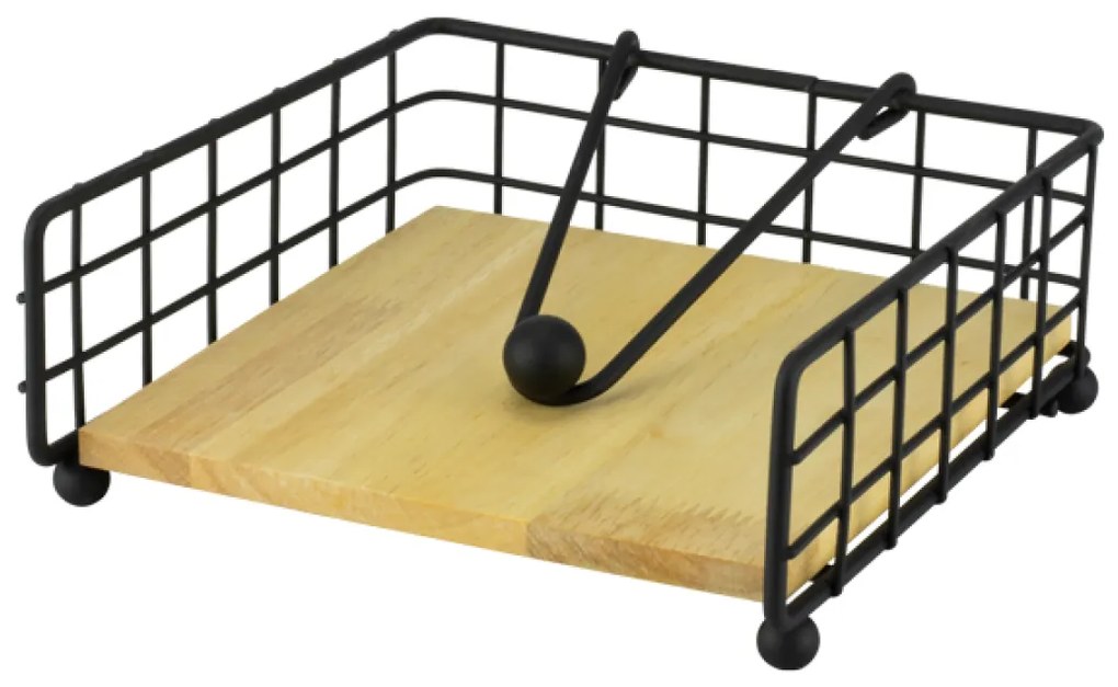 Horecano - Салфетник хоризонтален метал/дърво 18x18xh7см черен OLD SCHOOL-(HC-981665) (232018)