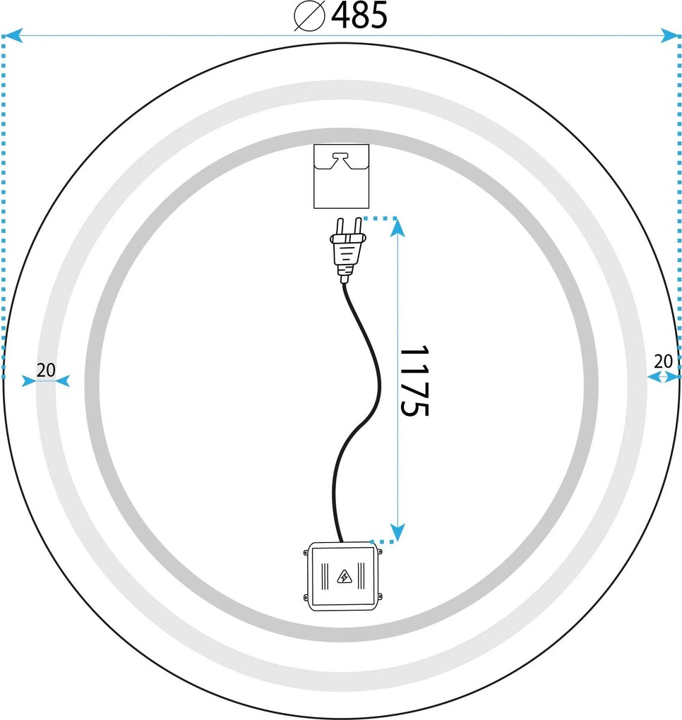 Огледало LED 50cm BAS