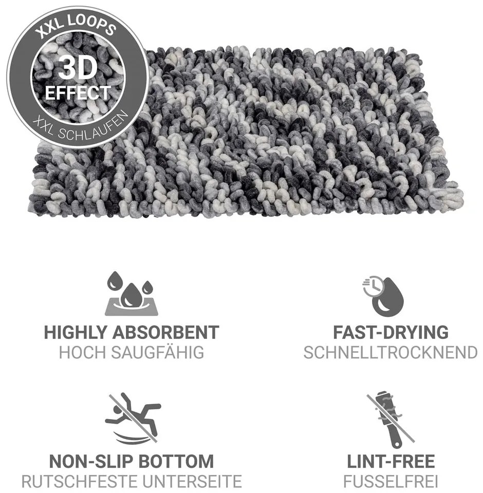 Сиво-син текстилен килим за баня 60x90 cm Lerici – Wenko