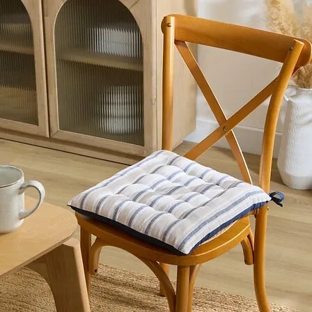 Възглавница за стол atmosphera Groove, Райе, Син, 38×38 cm