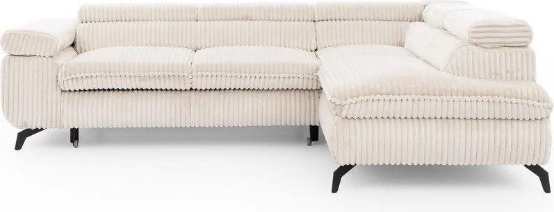 Кремав ъглов диван от рипсено кадифе (десен ъгъл L форма) Marbeya – Ropez