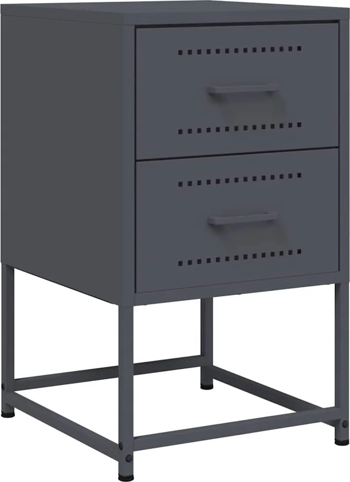 846462 vidaXL Нощно шкафче, антрацит, 36x39x60,5 см, стомана