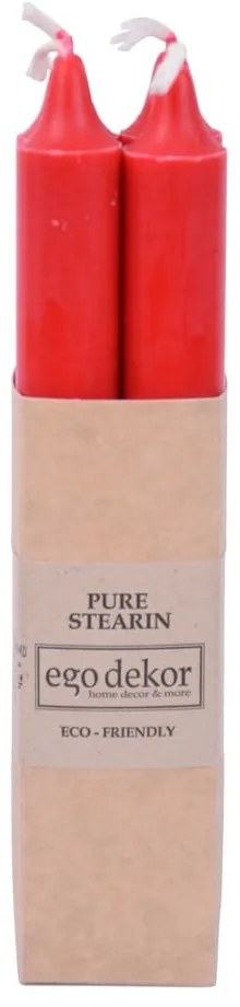 Комплект от 4 червени дълги свещи Ego Dekor ED, време на горене 7 ч. - Eco candles by Ego dekor