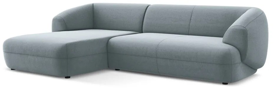 Светлосин кадифен ъглов диван (ляв ъгъл) Moana – Makamii
