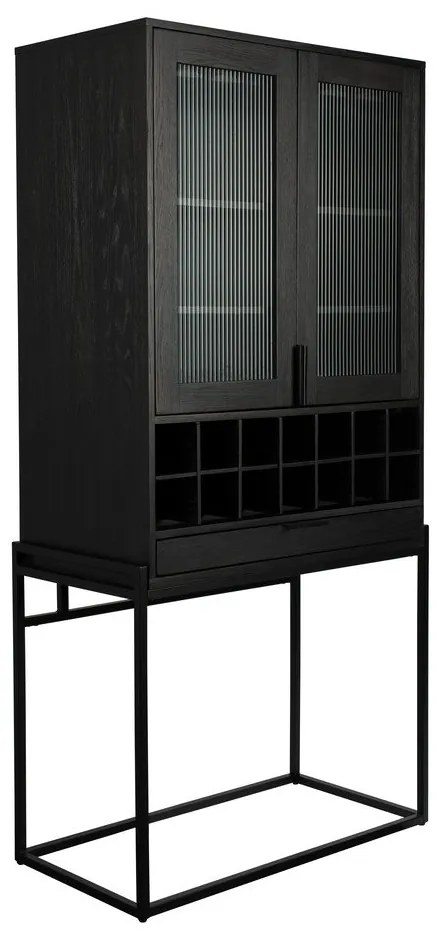 Черна дъбова стойка за вино за 20 бутилки, 89x181 cm Travis - Zuiver