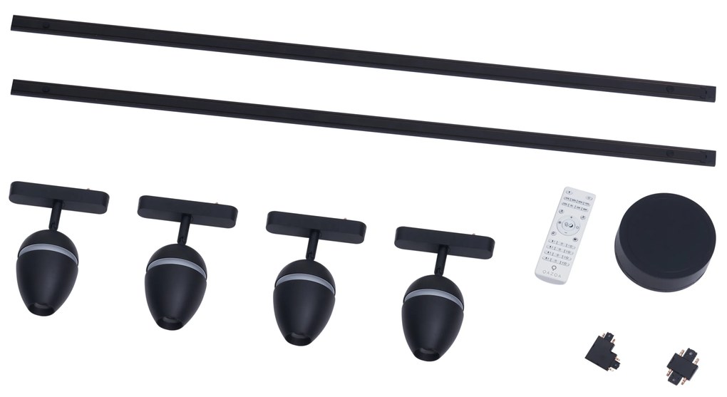Модерна релсова система за осветление с 4 черни прожектора 1-фазов - Magnetic Eggy
